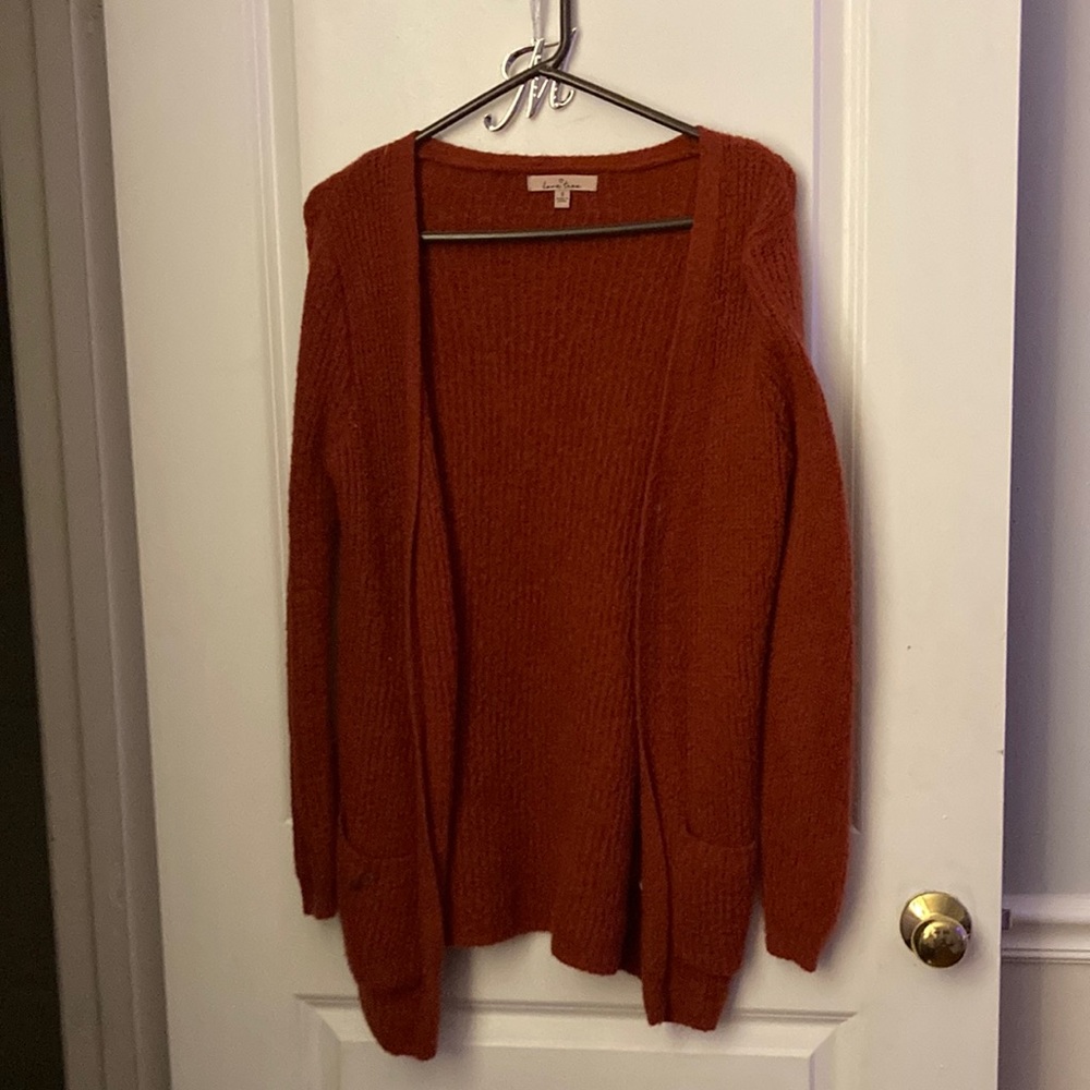 burnt orange cardigan